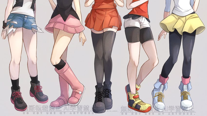 dawn, may, rosa, hilda, and serena (pokemon and 5 more) drawn by yomogi_(black-elf)