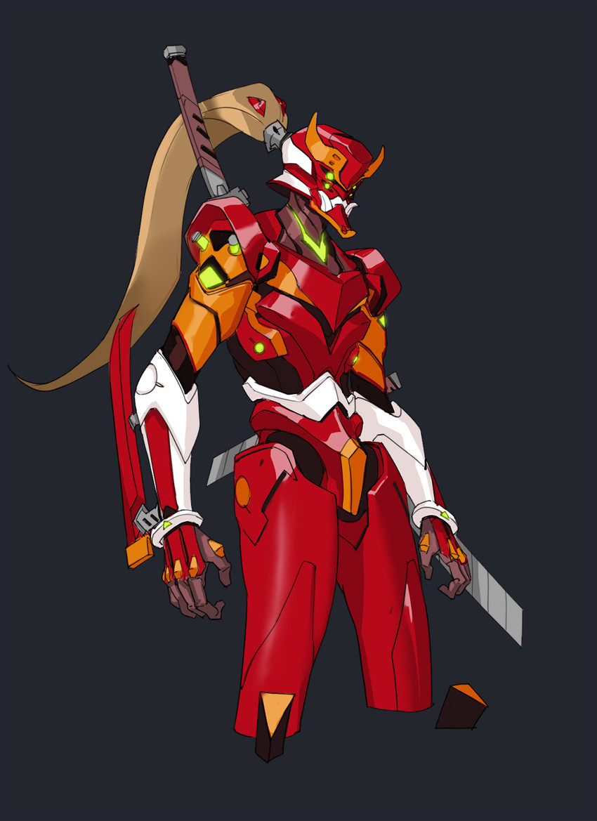 souryuu asuka langley, eva 02, and genji (neon genesis evangelion and 4 more) drawn by kelvin_chan
