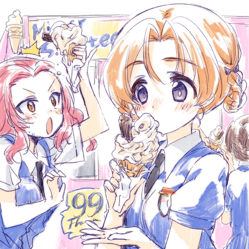 orange pekoe and rosehip (girls und panzer) drawn by kuroi_mimei