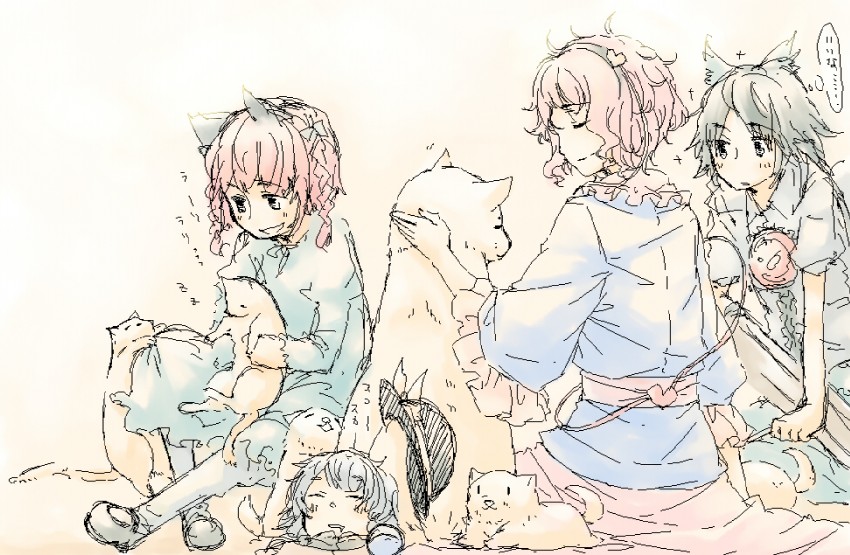 komeiji koishi, komeiji satori, kaenbyou rin, and reiuji utsuho (touhou) drawn by sakuraba_yuuki