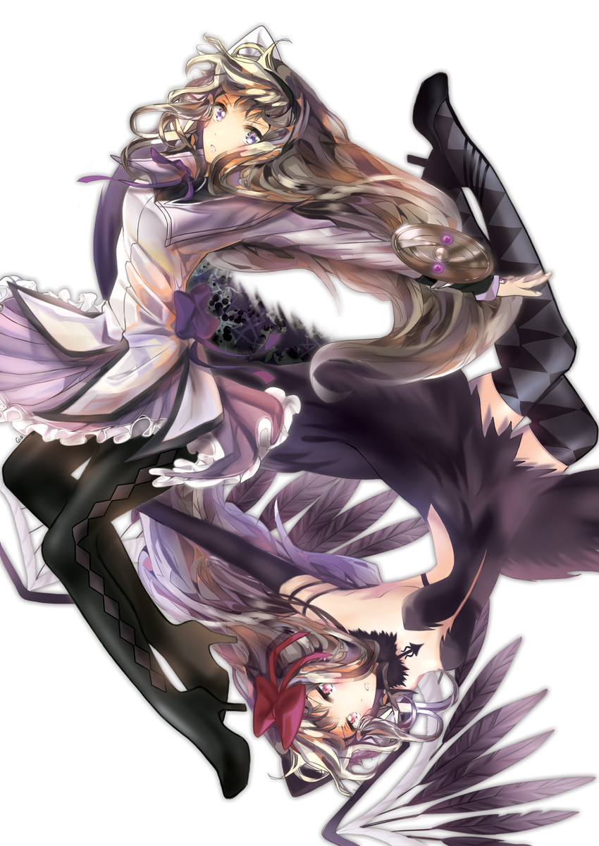 akemi homura and akuma homura (mahou shoujo madoka magica and 1 more) drawn by carrot_i