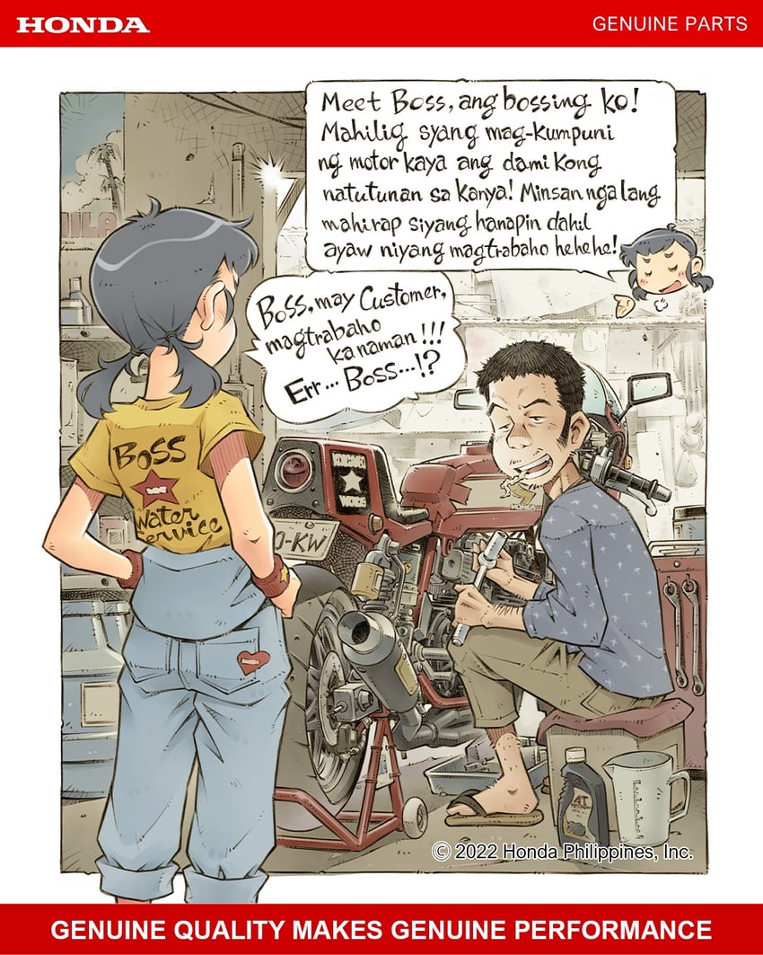 genie and boss (genie's motorcycle life) drawn by sekihan