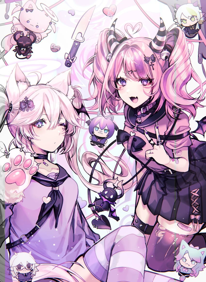 ironmouse, silvervale, melody, apricot the lich, nyatasha nyanners, and 1 more (vshojo) drawn by anzu_(anzuhan)