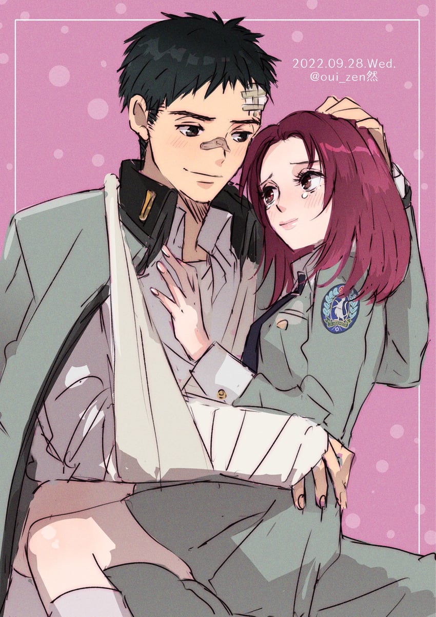 naitou yousuke and kasai chisato (persona and 1 more) drawn by oui_zen