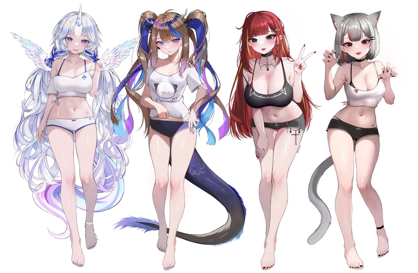 akane lize, airi kanna, neneko mashiro, and ayatsuno yuni (stellive) drawn by kkato