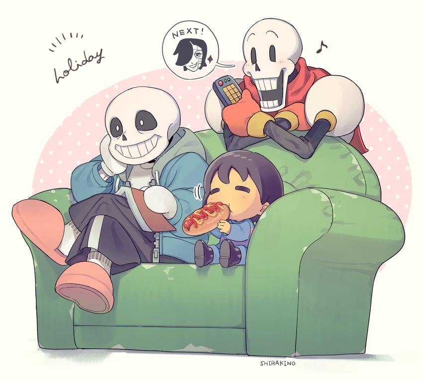 frisk, sans, papyrus, mettaton, and mettaton ex (undertale) drawn by shirakino