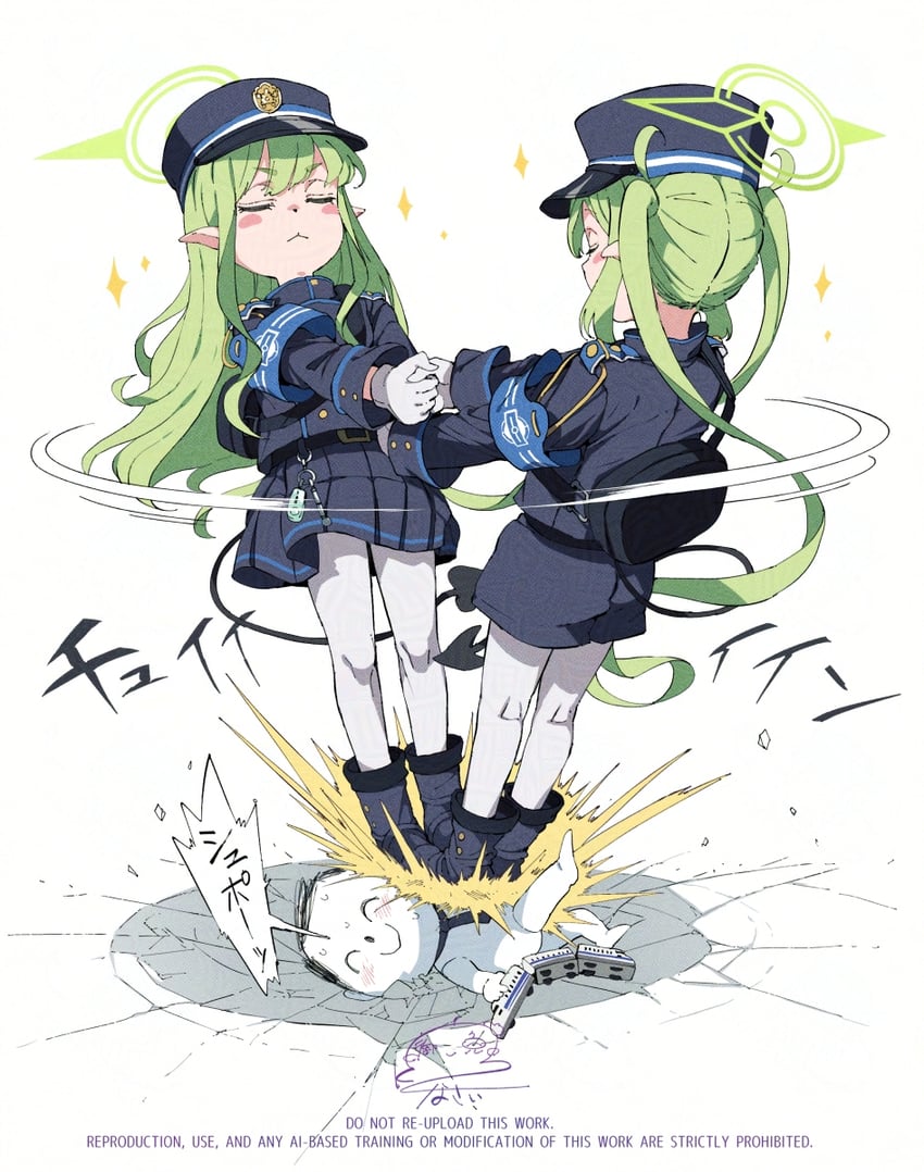 sensei, doodle sensei, hikari, and nozomi (blue archive) drawn by gomennasai