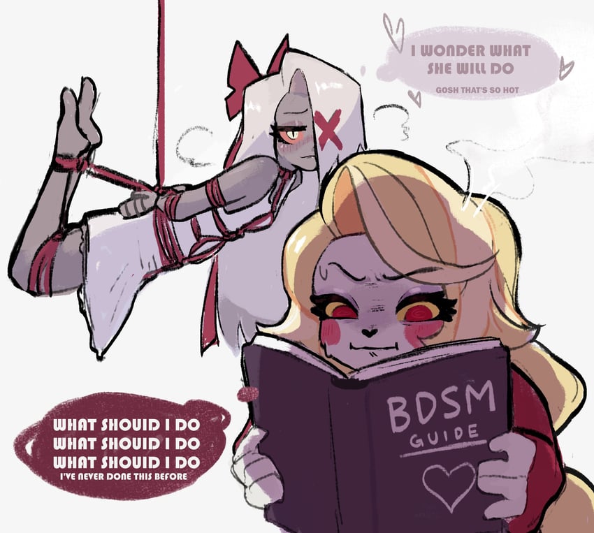 charlie morningstar and vaggie (hazbin hotel) drawn by butterflan01