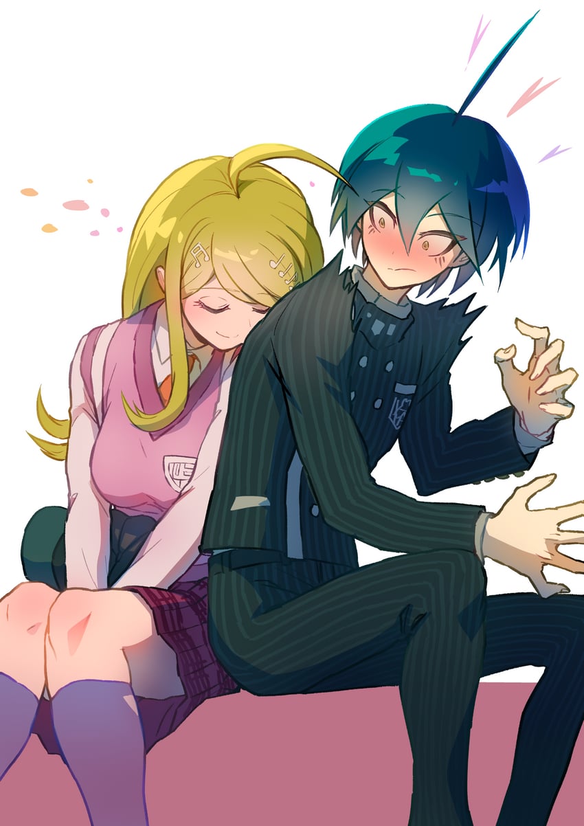 saihara shuichi and akamatsu kaede (danganronpa and 1 more) drawn by youko-shima