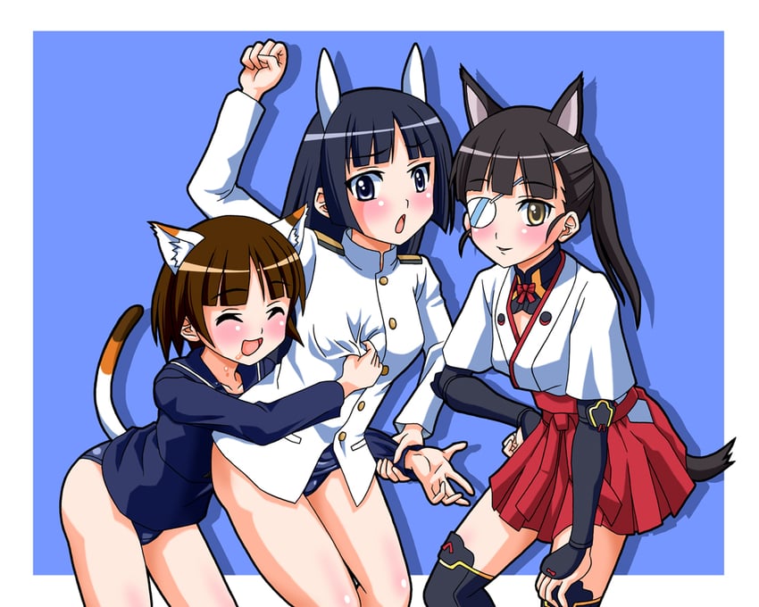 sakamoto mio, anabuki tomoko, and sakomizu haruka (world witches series and 2 more) drawn by doku_donguri