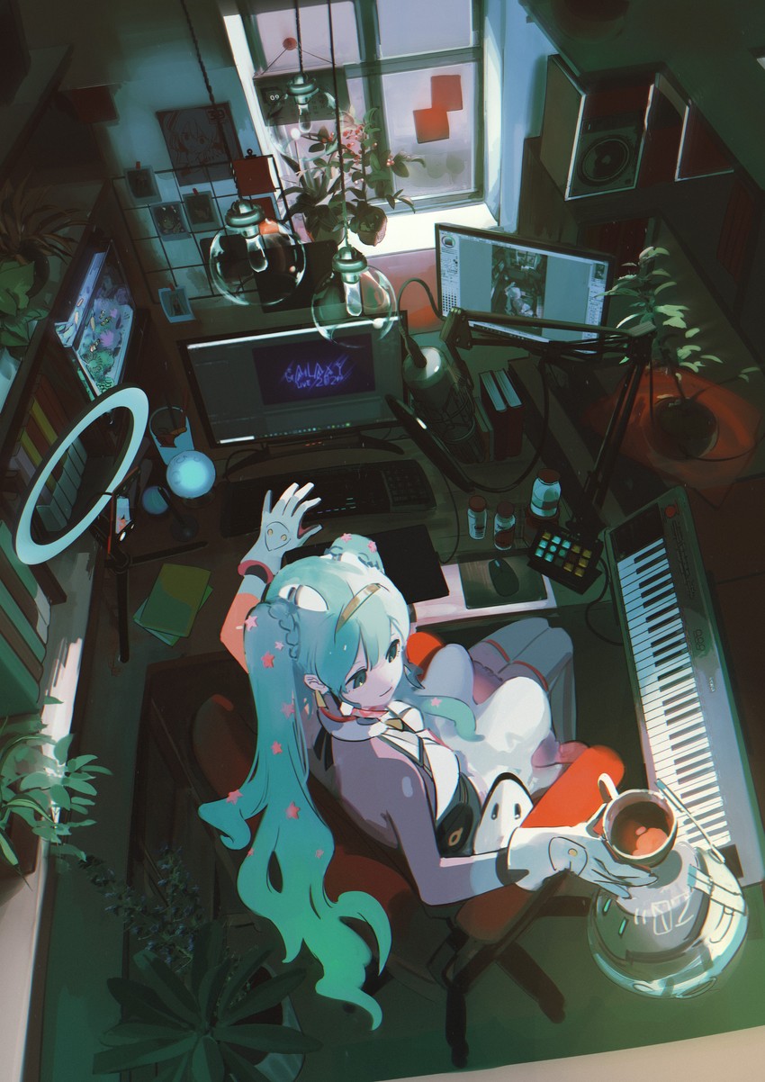 hatsune miku (vocaloid and 2 more) drawn by kukka