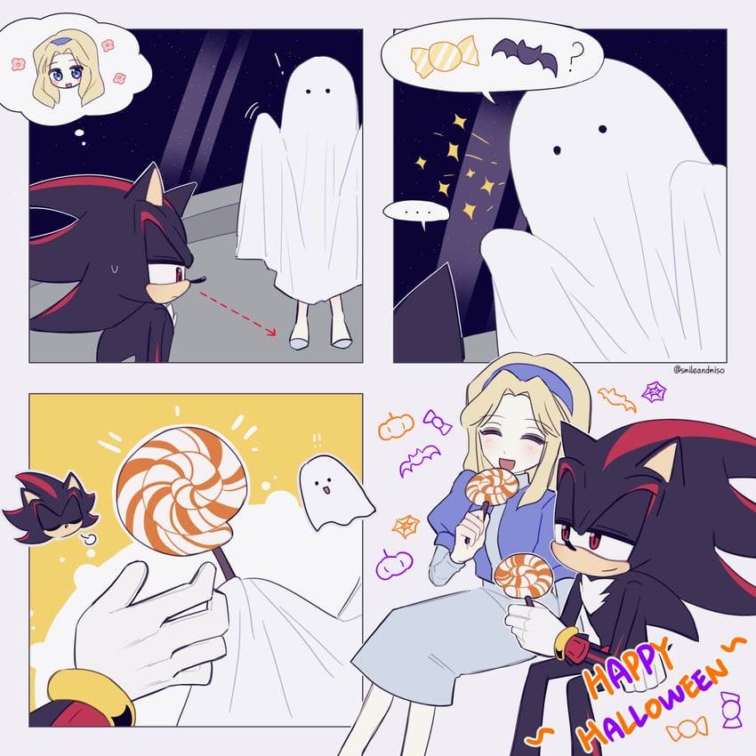shadow the hedgehog and maria robotnik (sonic) drawn by smileandmiso