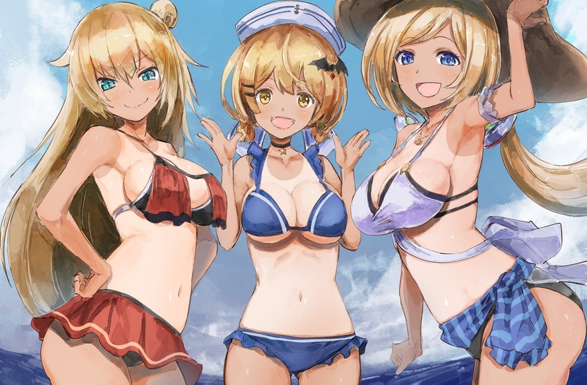 akai haato, aki rosenthal, and yozora mel (hololive) drawn by yohane