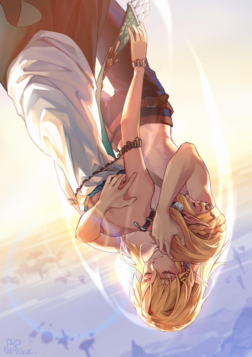 link and princess zelda (the legend of zelda and 1 more) drawn by shi_rou_tu_alice