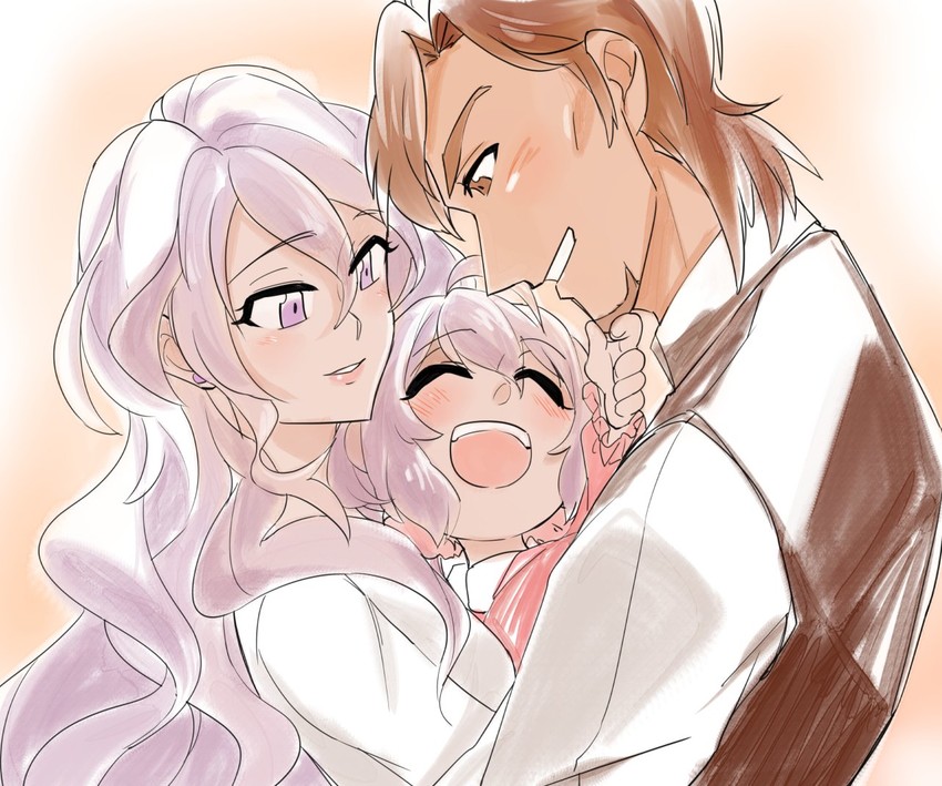 yukine chris, sonnet m. yukine, and yukine masanori (senki zesshou symphogear) drawn by ramenko_(pasta_nya)