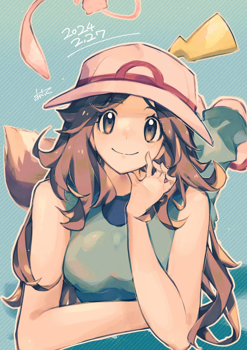 pikachu, eevee, leaf, and mew (pokemon and 1 more) drawn by asatte_3z
