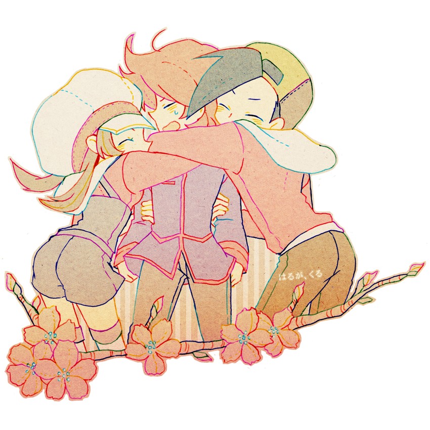 ethan, lyra, and silver (pokemon and 1 more) drawn by kumo_suzume