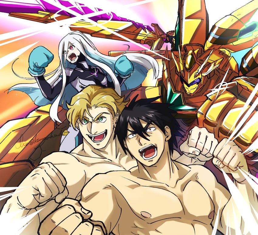 ao isami, lewis smith, bravern, and lulu (yuuki bakuhatsu bang bravern) drawn by kurogahina