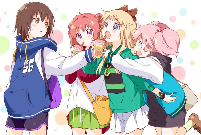 toshinou kyouko, akaza akari, funami yui, and yoshikawa chinatsu (yuruyuri) drawn by namori