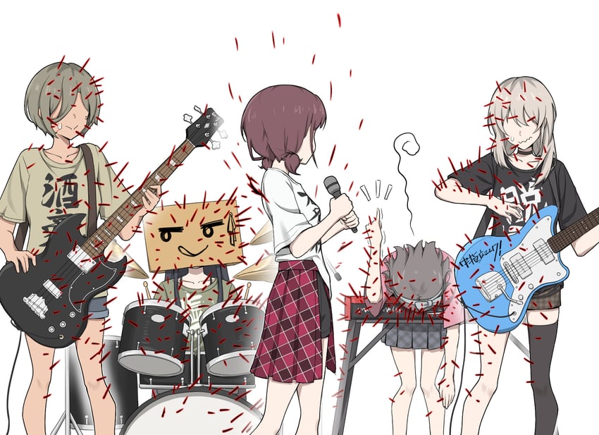 iseri nina, kawaragi momoka, awa subaru, ebizuka tomo, and rupa (girls band cry) drawn by anglediana