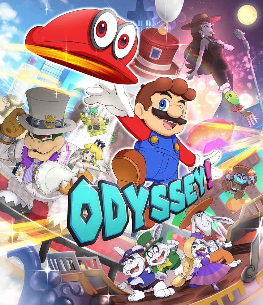 princess peach, mario, bowser, pauline, cappy, and 8 more (mario and 1 more) drawn by gonzarez