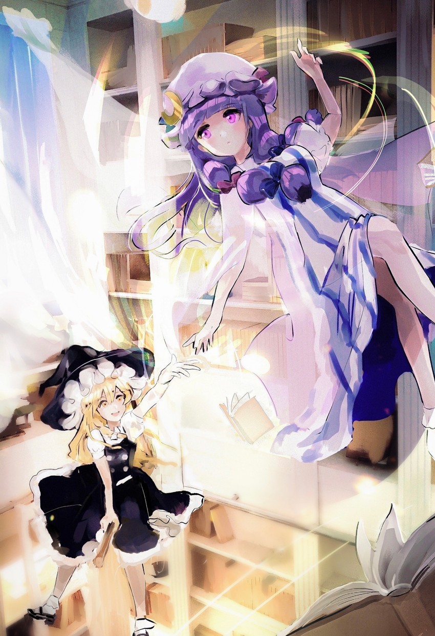 kirisame marisa and patchouli knowledge (touhou) drawn by insomnia_(lnsomnia0510)