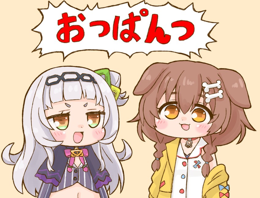 inugami korone and murasaki shion (hololive) drawn by nekoyama