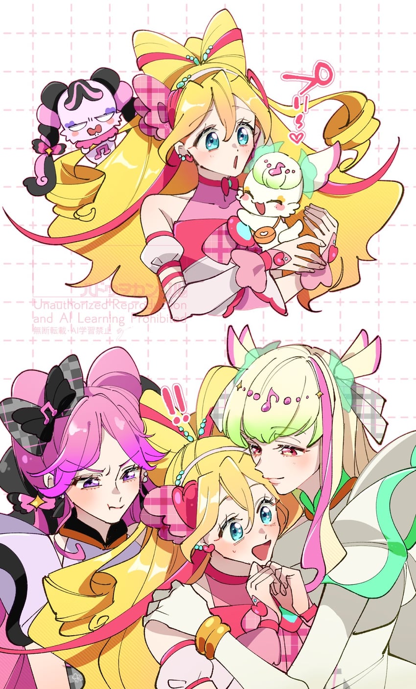 sakura uta, cure idol, purirun, cure zukyuun, cure kiss, and 1 more (precure and 1 more) drawn by feelthehadou