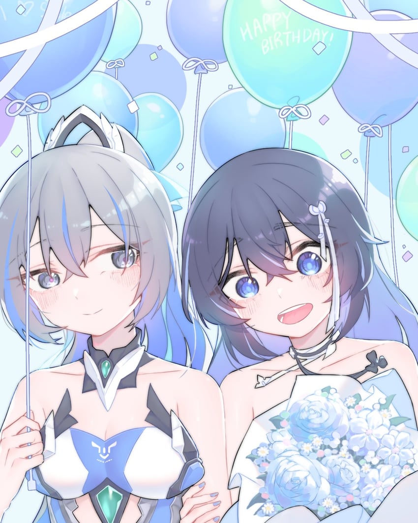 bronya zaychik and seele vollerei (honkai and 1 more) drawn by velcozz