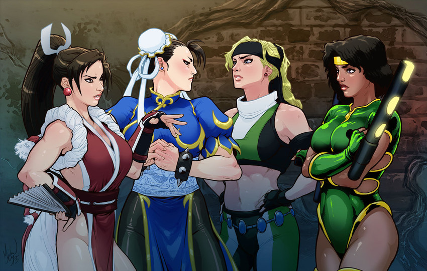chun-li, shiranui mai, sonya blade, and black orchid (street fighter and 4 more) drawn by michael_mayne