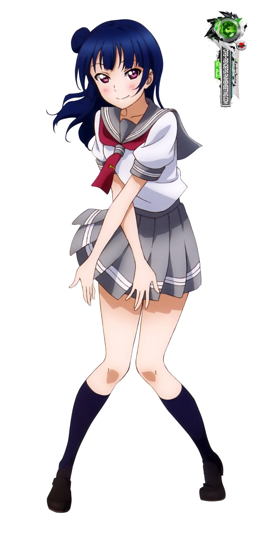 tsushima yoshiko (love live! and 1 more) drawn by ors_anime_renders