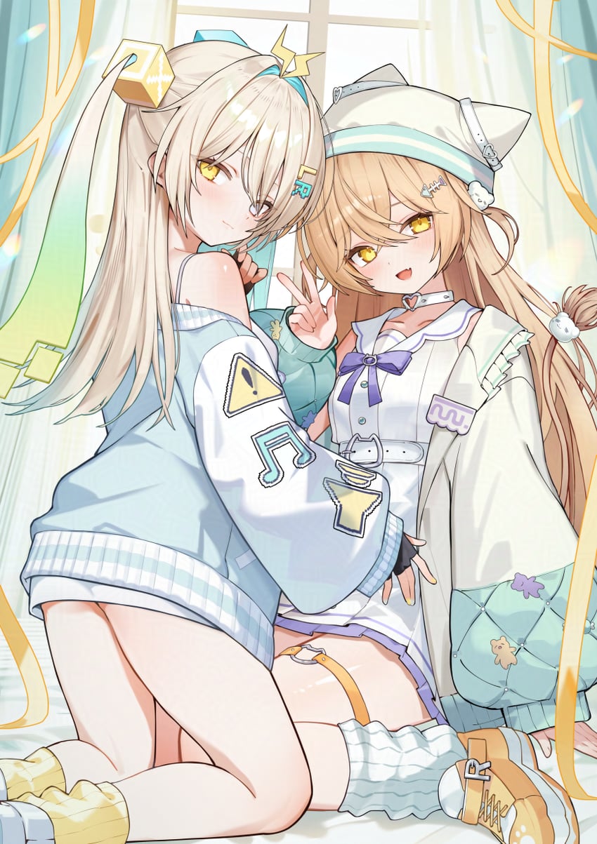 rurudo lion and leur (indie virtual youtuber and 1 more) drawn by tauta_(meshia8787)