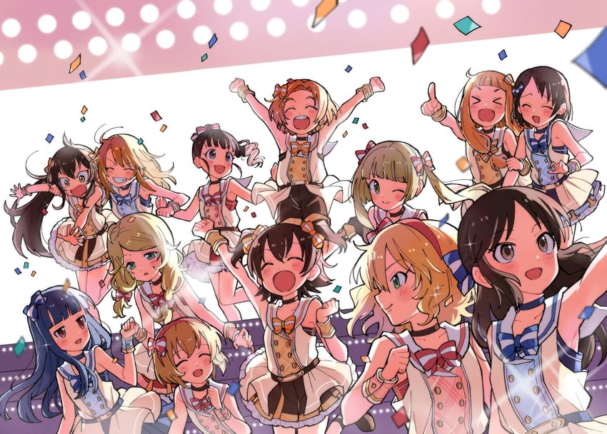 tachibana arisu, sakurai momoka, akagi miria, sasaki chie, yuuki haru, and 8 more (idolmaster and 2 more) drawn by ai_nige