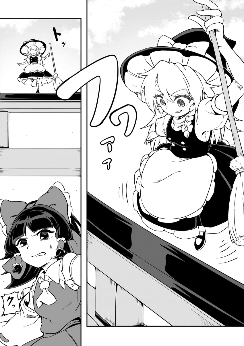 hakurei reimu and kirisame marisa (touhou) drawn by buchi10_2