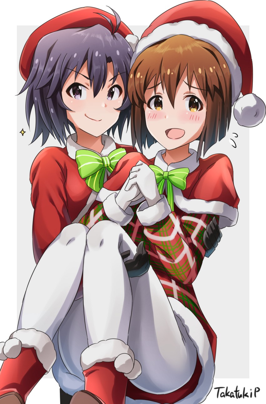 kikuchi makoto and hagiwara yukiho (idolmaster) drawn by takatsuki_p