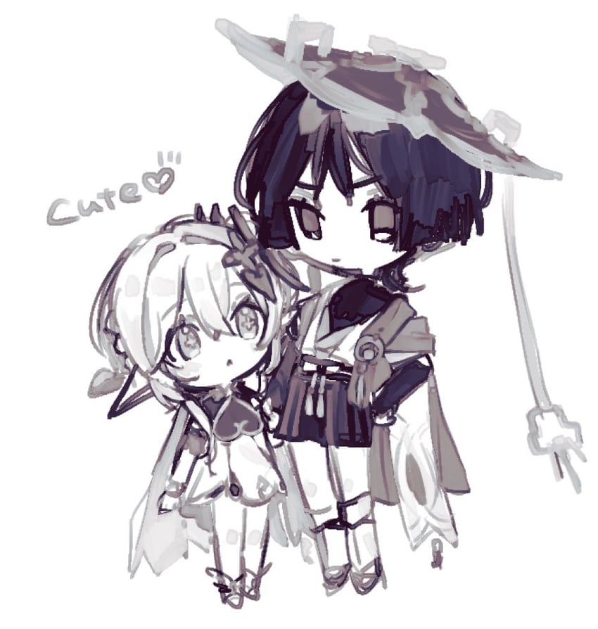 scaramouche, nahida, and wanderer (genshin impact) drawn by onigiri_po_0205