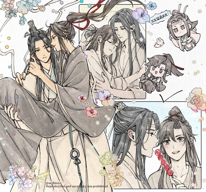 wei wuxian and lan wangji (modao zushi) drawn by w2biiro
