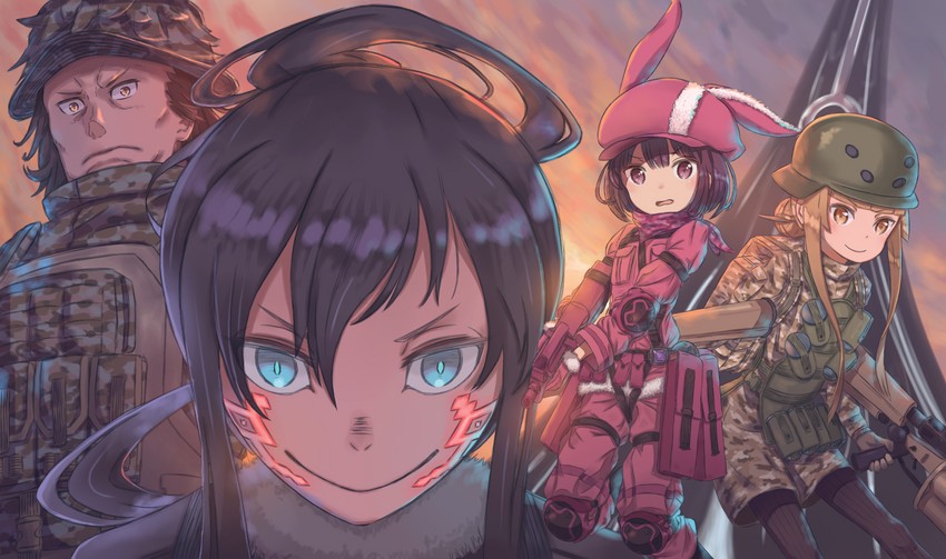 llenn, fukaziroh, pitohui, and m (sword art online and 1 more) drawn by kuroboshi_kouhaku
