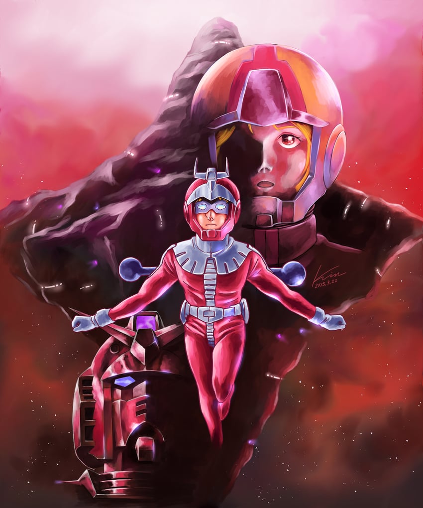 char aznable, rx-78-2 gundam, sayla mass, and rx-78-2 gundam casval custom (gundam and 2 more) drawn by kobakin