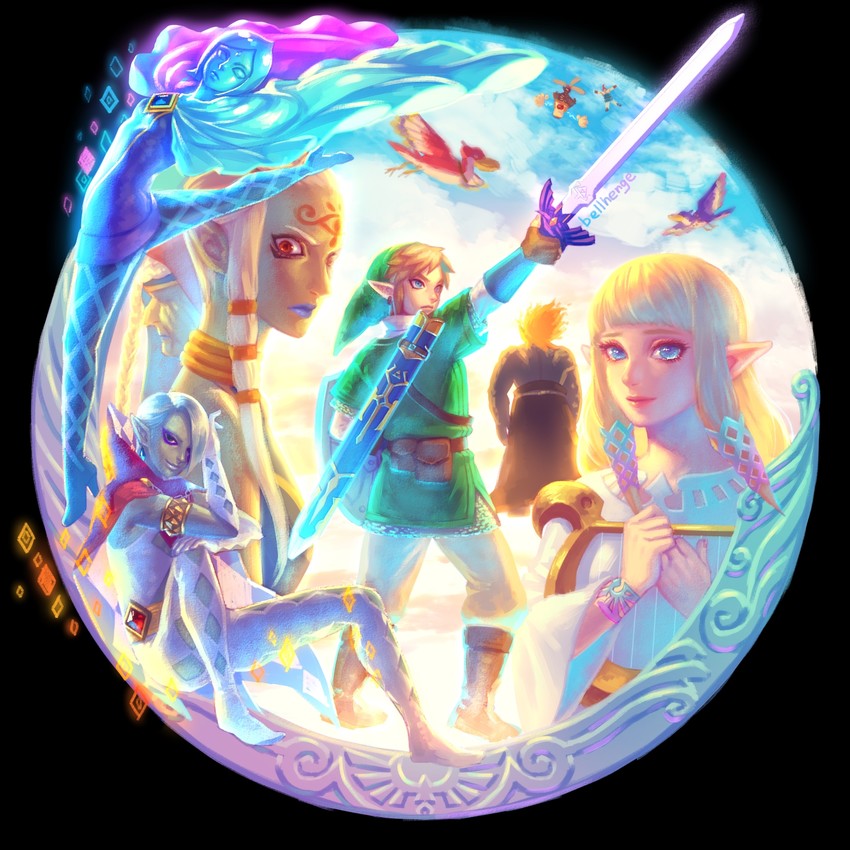 link, princess zelda, impa, fi, ghirahim, and 4 more (the legend of zelda and 1 more) drawn by bellhenge