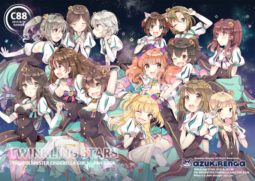 shibuya rin, shimamura uzuki, kanzaki ranko, futaba anzu, nitta minami, and 9 more (idolmaster and 1 more) drawn by senmen_kinuko