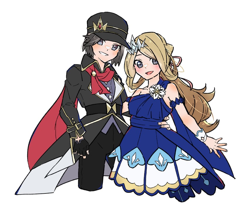 serena and calem (pokemon and 1 more) drawn by po_posan