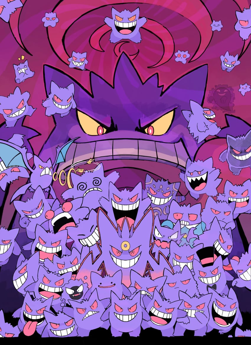 gengar, boo, ditto, gastly, haunter, and 6 more (pokemon and 2 more) drawn by pauldrawsart