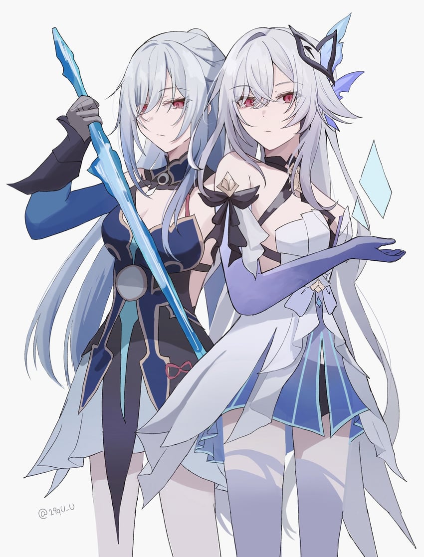 jingliu and skirk (genshin impact and 2 more) drawn by 961_kuru
