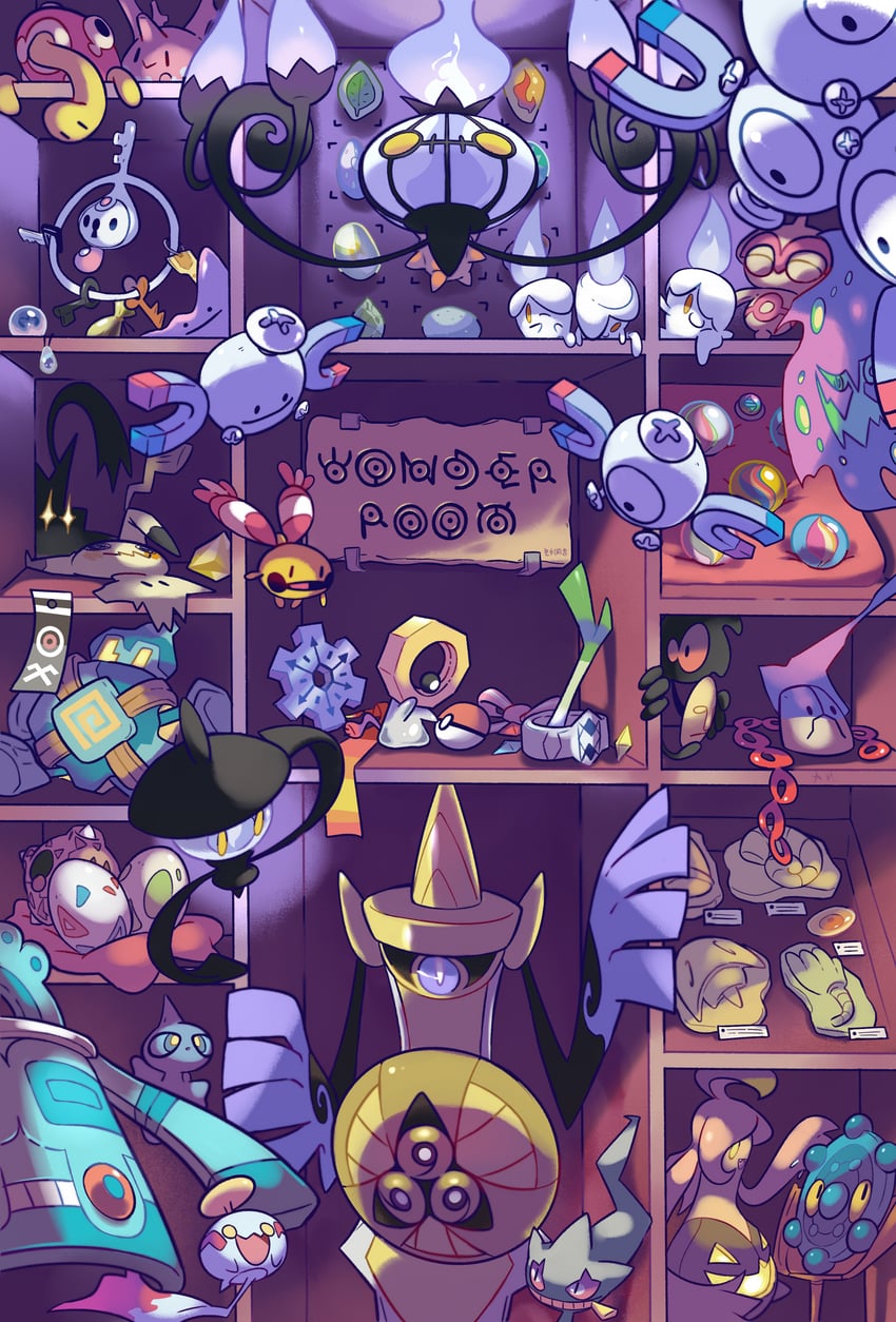 mimikyu, magnemite, litwick, chandelure, ditto, and 28 more (pokemon and 2 more) drawn by limb92