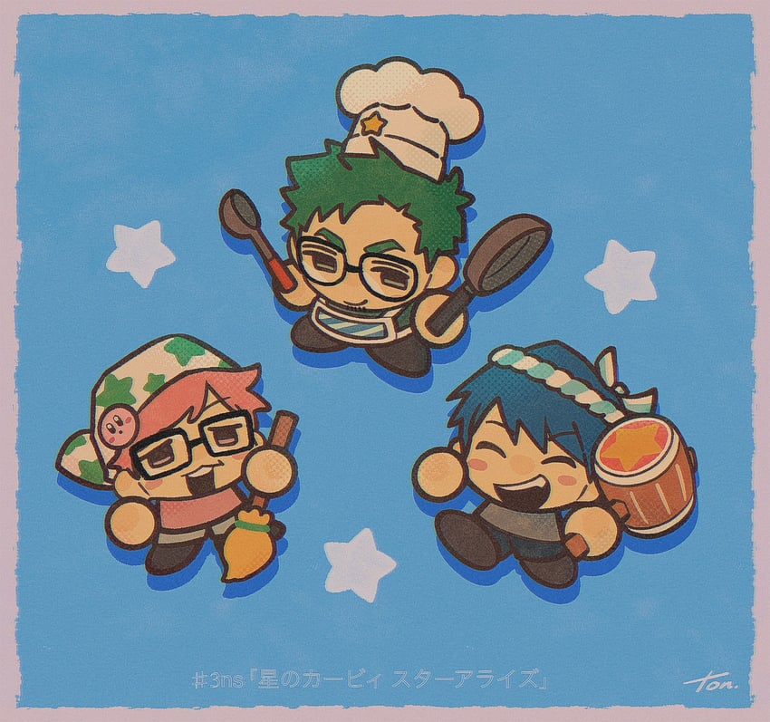 kirby, chef kawasaki, hammer kirby, cleaning kirby, and bonkers (kirby) drawn by tonta_(tonta1231)