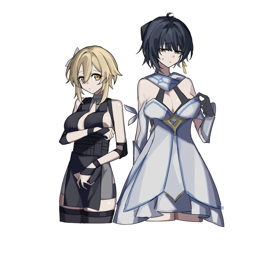 lumine, rover, and female rover (genshin impact and 1 more) drawn by vixsi_art