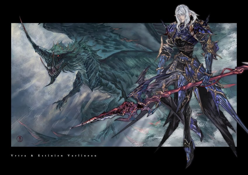 dragoon, estinien varlineau, and vrtra (final fantasy and 1 more) drawn by ruoyi120