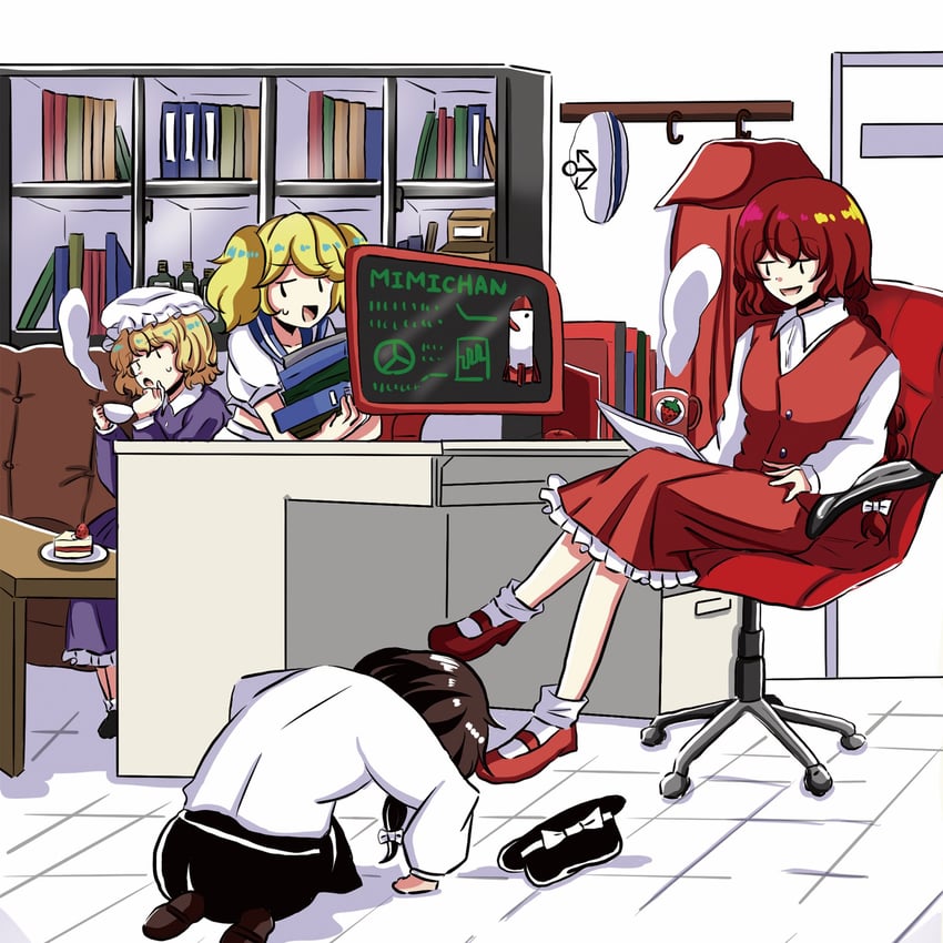 usami renko, maribel hearn, okazaki yumemi, kitashirakawa chiyuri, and mimi-chan (touhou and 1 more) drawn by kuronon