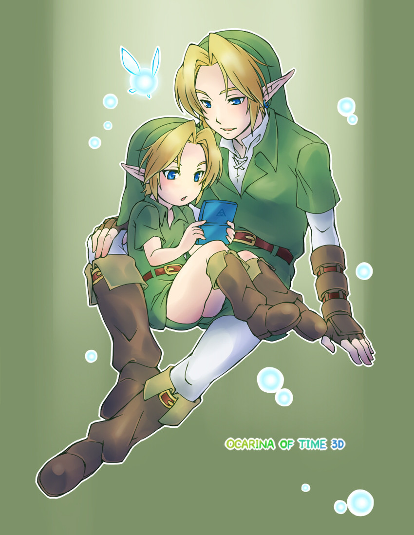 link, young link, and navi (the legend of zelda and 1 more) drawn by teru_suzu